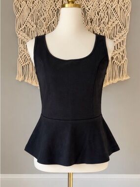 Ann Taylor Black Peplum Tank Top